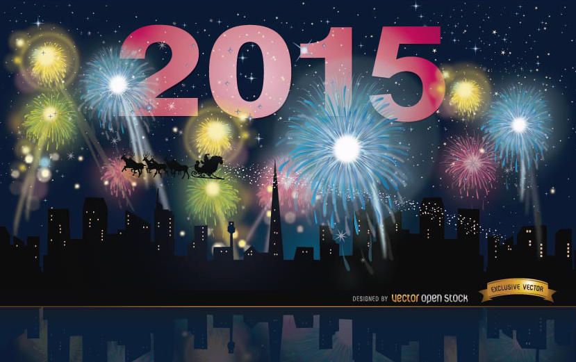 2015 Year Fireworks skyline 2015 Year Fireworks skyline