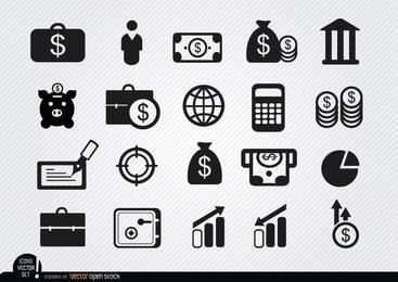 20 iconos de ahorro e inversiones de dinero