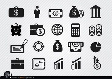20 Symbole für Geldanlagen und Ersparnisse
