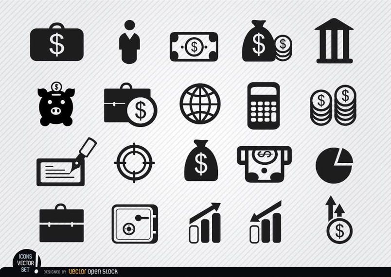 20 Money investments and savings icons 20 Money investments and savings icons