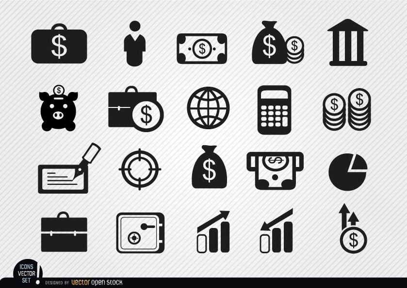 20 ícones de investimentos e economias de dinheiro