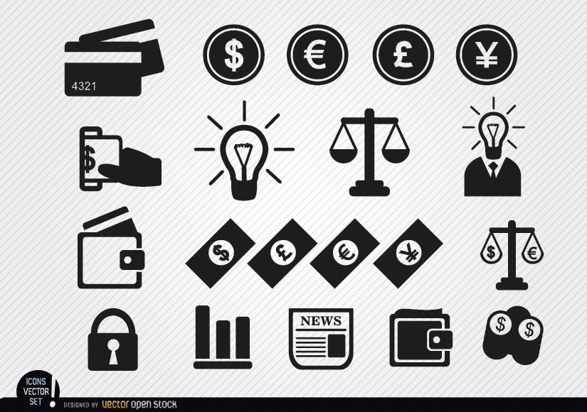 Conjunto de ícones financeiros
