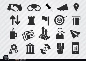 Conjunto de iconos de negocios monetarios