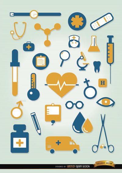 Conjunto De Iconos De Hospital | Vector Premium