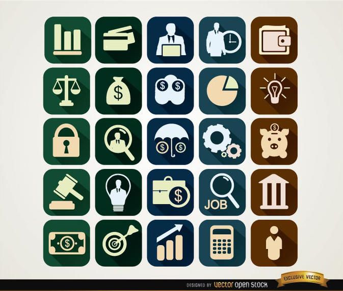 Ícones financeiros ao quadrado Ícones financeiros ao quadrado