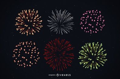Paquete de fuegos artificiales detallado y colorido brillante