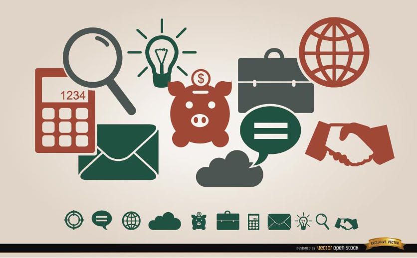 Business financial icons menu Business financial icons menu