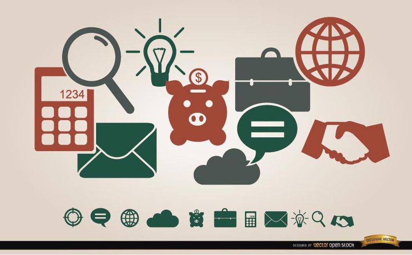 Business financial icons menu