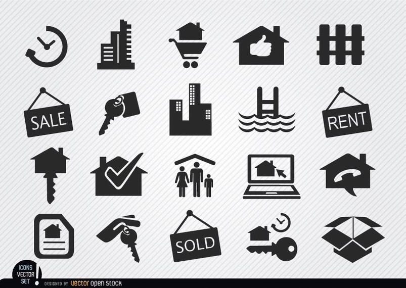 Real estate icons set - Vector download