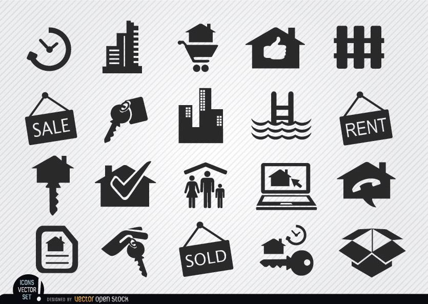 Real estate icons set 