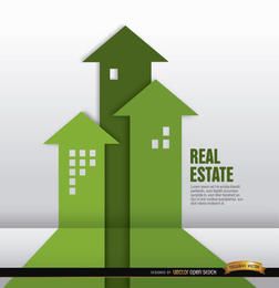 Fundo de setas de crescimento imobiliário