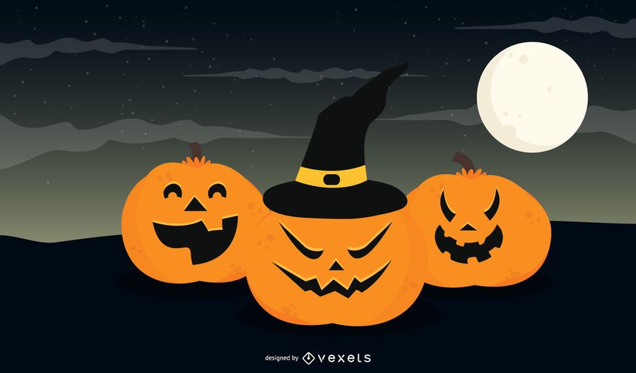 Pumpkins with Hat Halloween Background Pumpkins with Hat Halloween Background