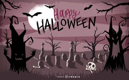 Árvores e morcegos caçados no Halloween