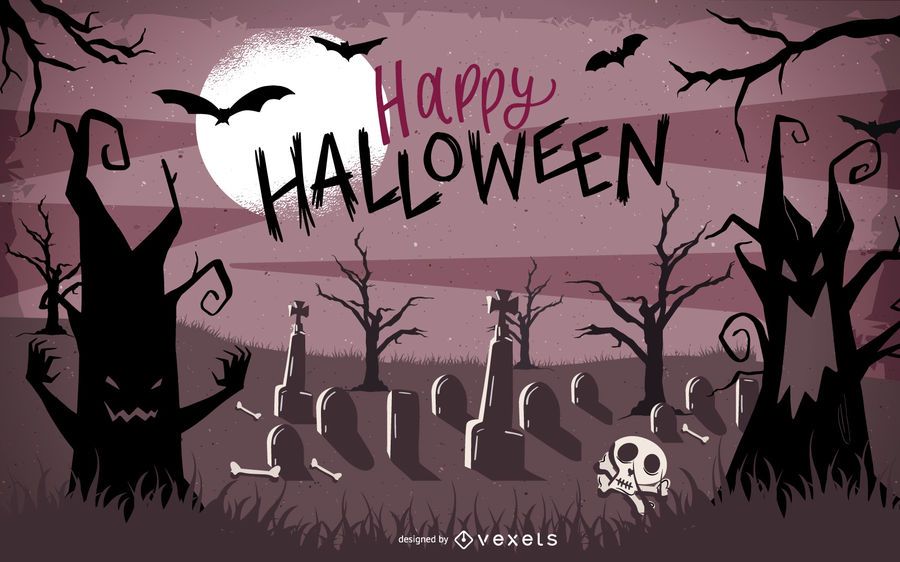 Halloween Poster with Hunted Trees & Bats Halloween Poster with Hunted Trees & Bats