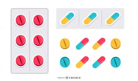 Glossy Capsule & Pill Colorful Set Glossy Capsule & Pill Colorful Set