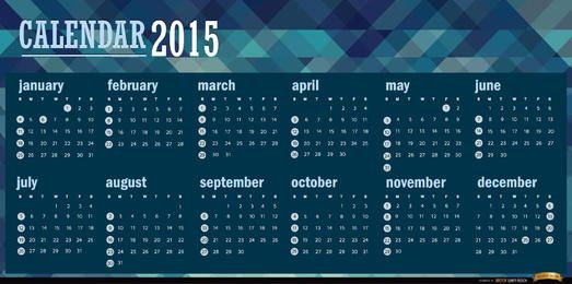Polygonaler blauer Kalender 2015