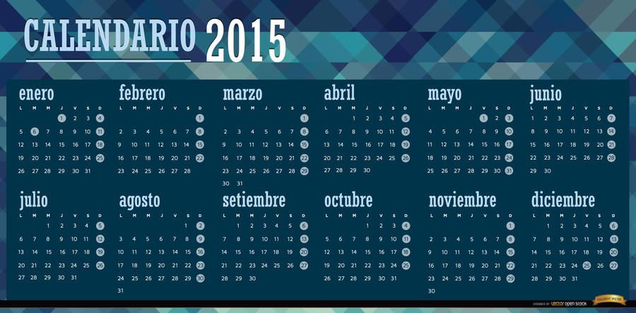 Polygonales blaues Kalender 2015 Spanisch Polygonales blaues Kalender 2015 Spanisch