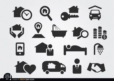Iconos de proceso de venta de bienes raíces Iconos de proceso de venta de bienes raíces