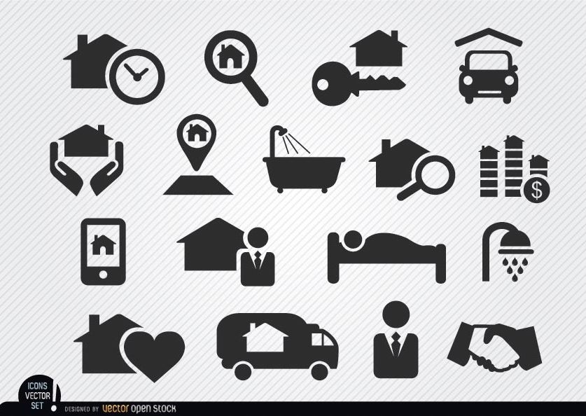Icons für den Immobilienverkaufsprozess