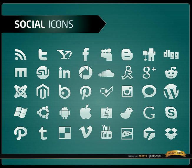 40 ícones de mídia social 40 ícones de mídia social