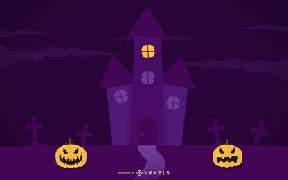 Halloween Night Creepy Purple Poster Template