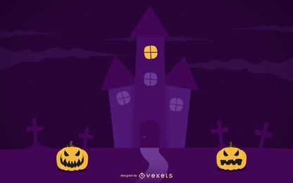Ilustração roxa assustadora da noite de Halloween