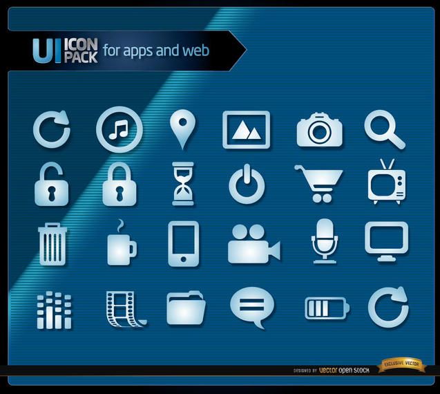 Multimedia blue icons set Multimedia blue icons set