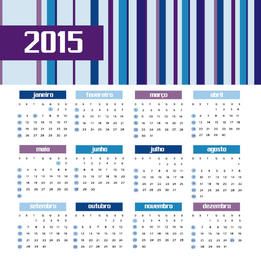 Calendario 2015 barras de colores portugués