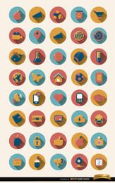 40 iconos redondos con sombra