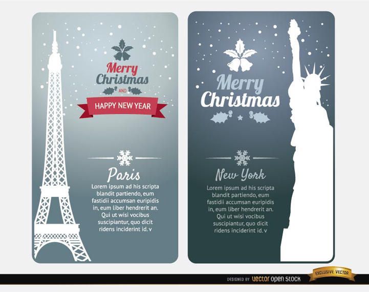 Merry Christmas cards Paris New York Merry Christmas cards Paris New York