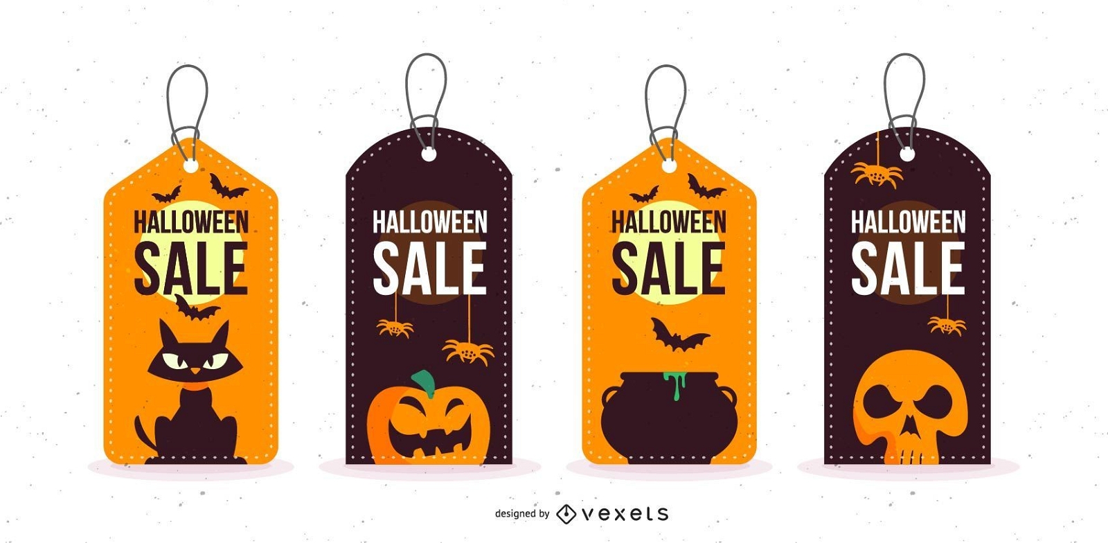 Conjunto de etiquetas promocionales de ventas de Halloween