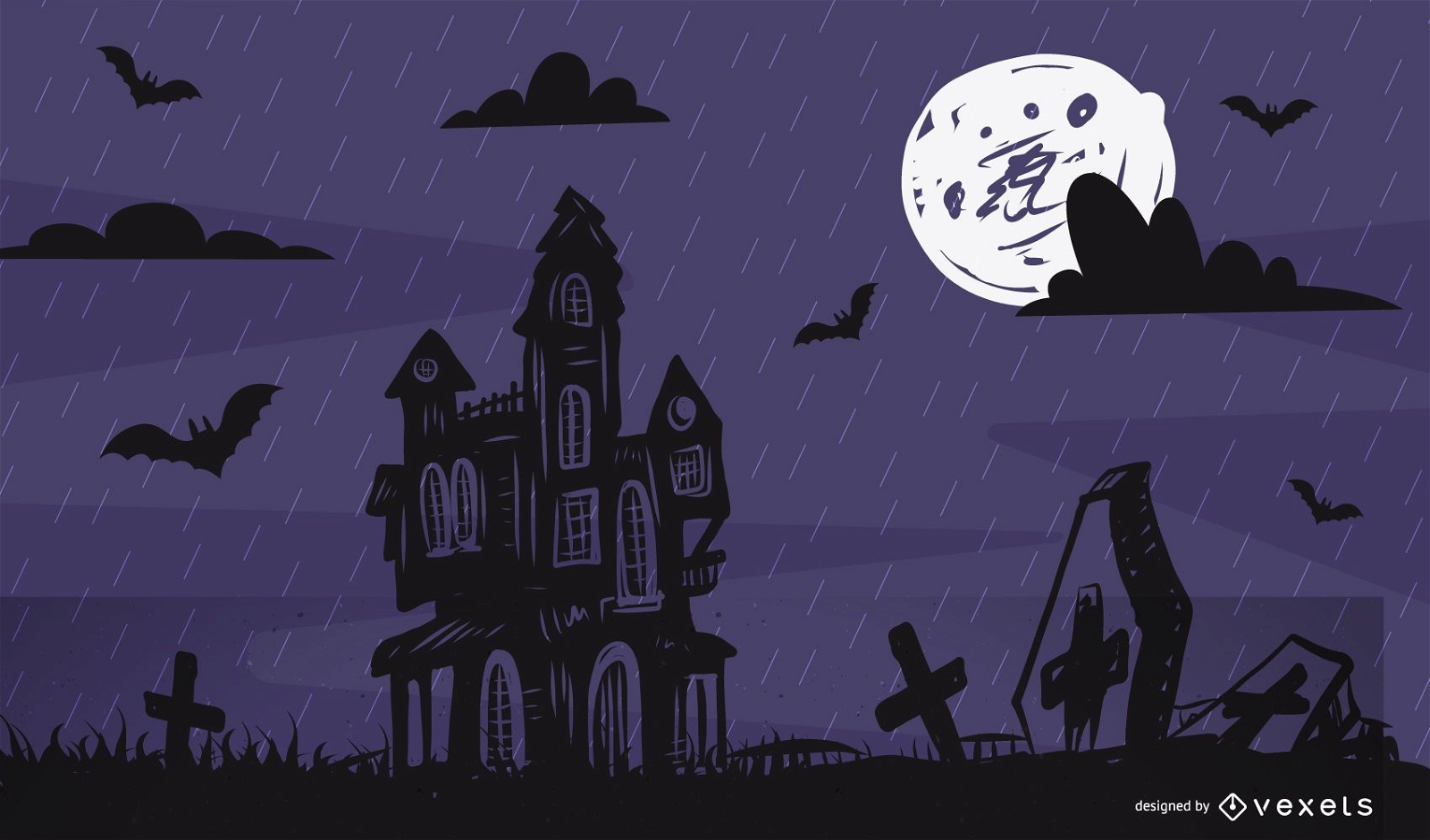 Vollmond gejagte Halloween-Illustration