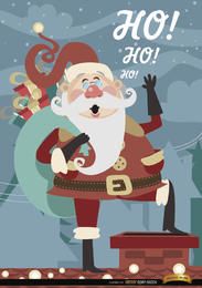 Christmas Santa Claus over chimney Christmas Santa Claus over chimney