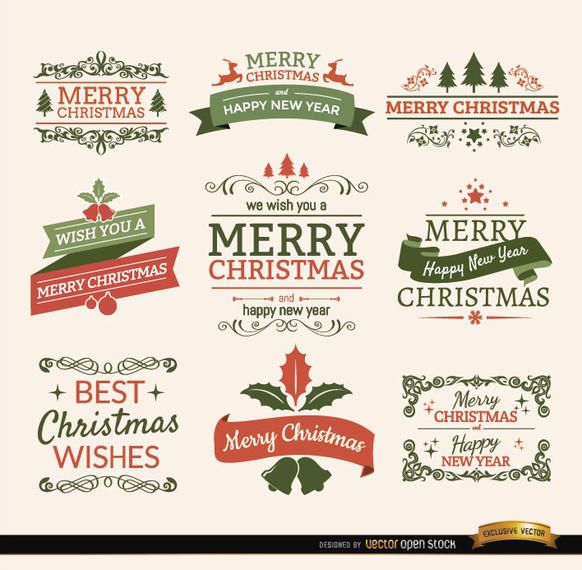 Feliz Navidad conjunto de cintas y etiquetas Feliz Navidad conjunto de cintas y etiquetas