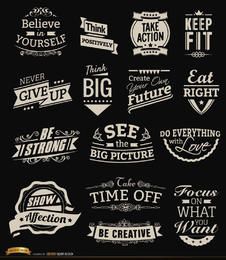Emblemas vintage motivacionais