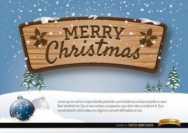 Merry Christmas wooden sign winter background