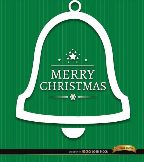 Merry Christmas Bell Green Background - Vector Download