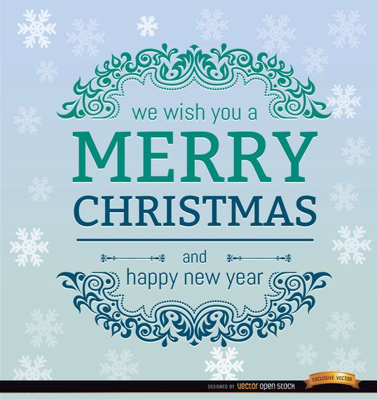 Floral snowflakes Merry Christmas card Floral snowflakes Merry Christmas card