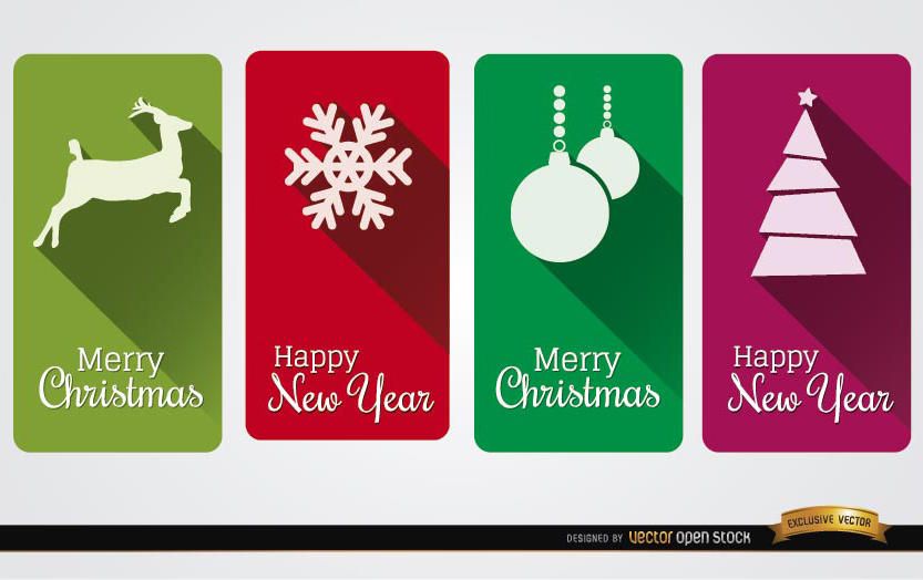 4 Christmas vertical cards 4 Christmas vertical cards
