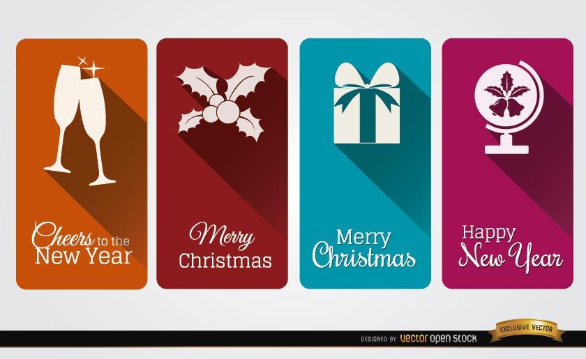 4 tarjetas verticales de celebración navideña