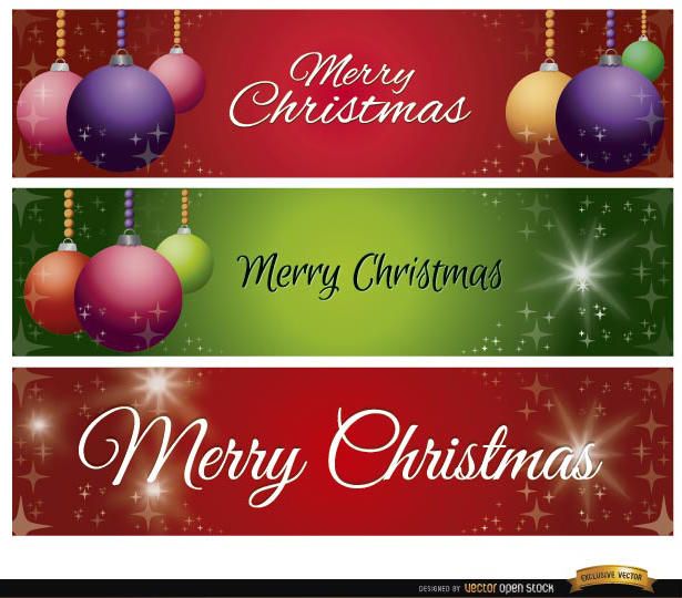 3 Christmas balls glitters banners 3 Christmas balls glitters banners