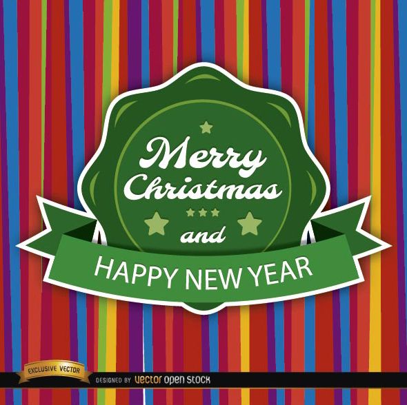 Christmas colorful card round label