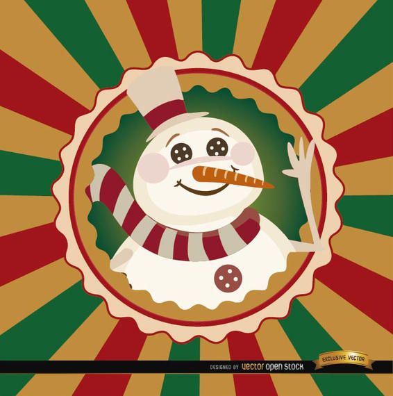 Christmas snowman round label background Christmas snowman round label background