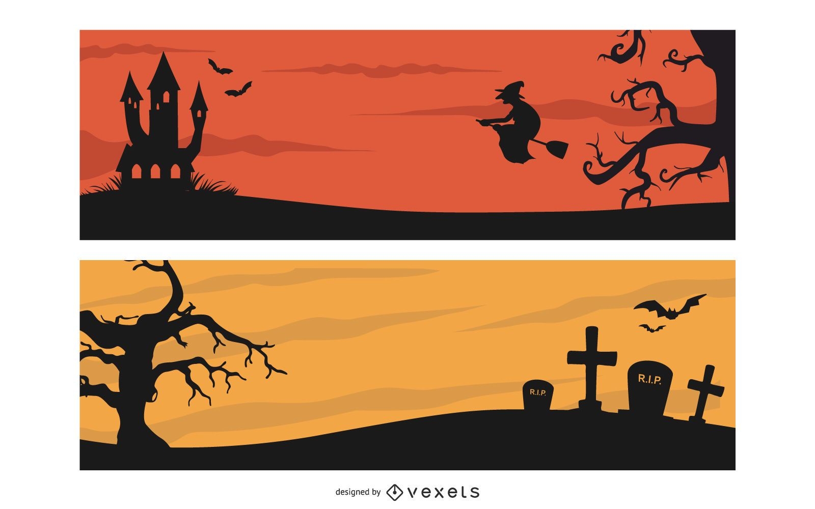 Paquete de banner de encabezado de Halloween espeluznante
