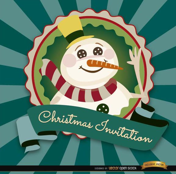 Christmas snowman invitation label Christmas snowman invitation label