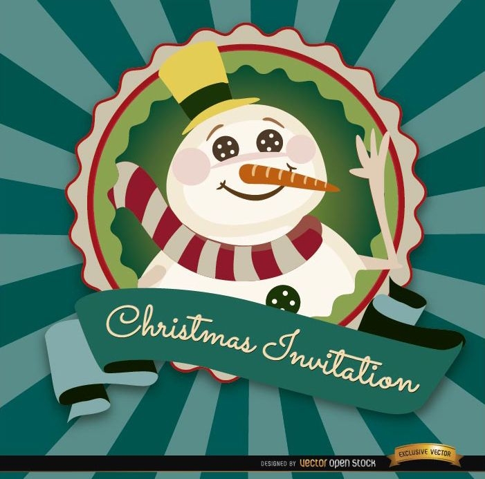 Christmas snowman invitation label