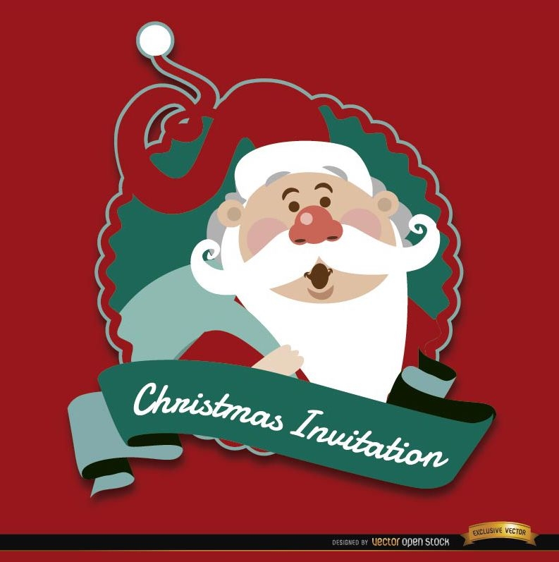 Christmas red Santa invitation label