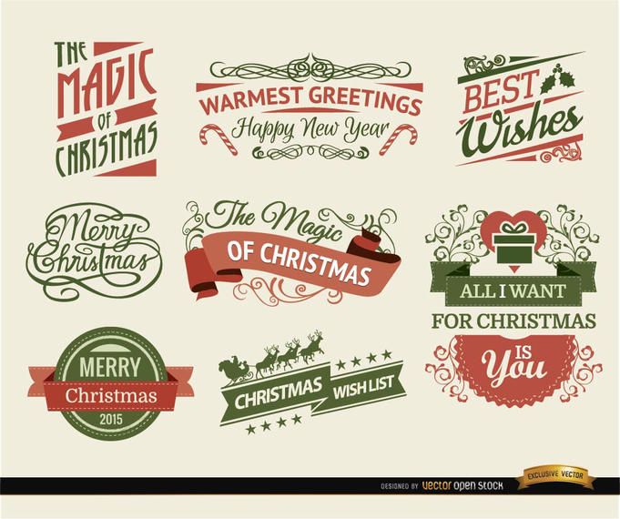 8 Christmas Ribbons and labels 8 Christmas Ribbons and labels