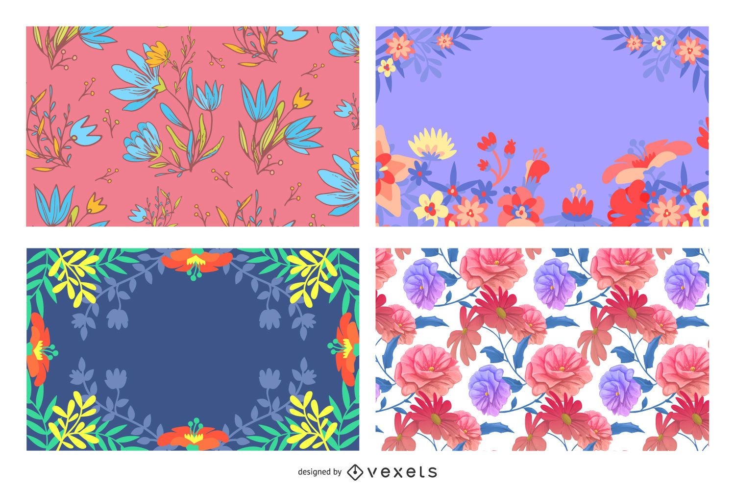 Pacote de fundo floral colorido criativo