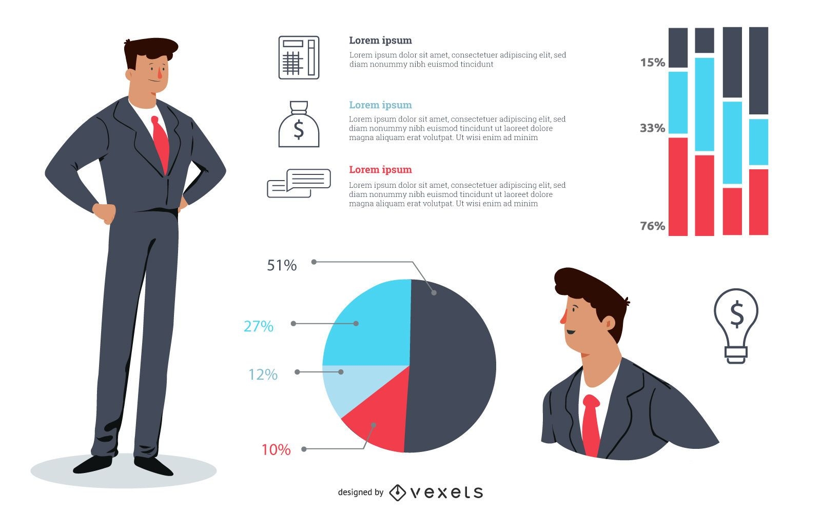 How it Work Corporate Cartoon Infographic Pack